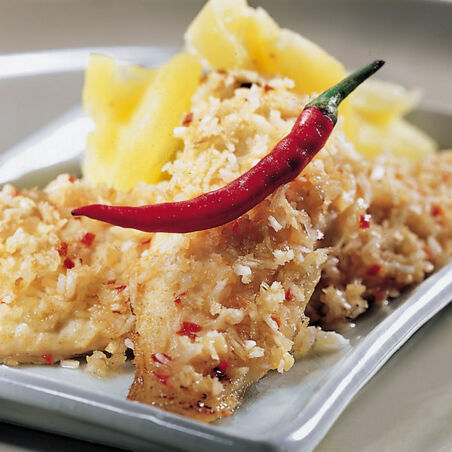 Fischfilets mit Kokosraspeln