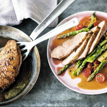 Orientalische Ente zu Orangenspargel Orientalische Ente zu Orangenspargel