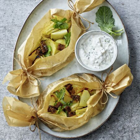Kohlrabi-Päckchen mit Dip Kohlrabi-Päckchen mit Dip