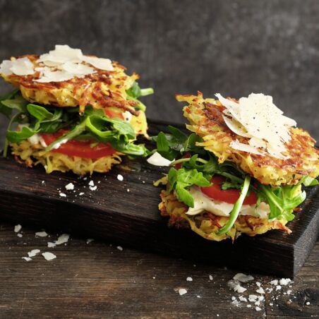 Rösti-Burger mit Rucola Rösti-Burger mit Rucola