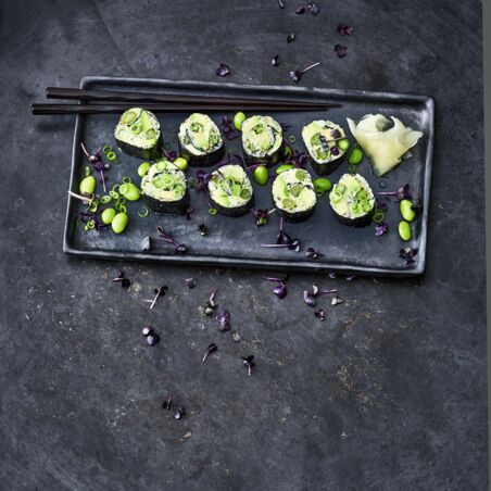 Sushi mit Edamame
und Spargel Sushi mit Edamame
und Spargel