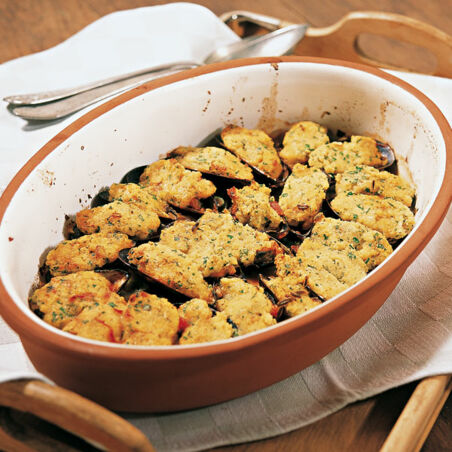 Überbackene Miesmuscheln Überbackene Miesmuscheln