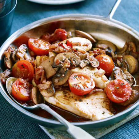Putenschnitzel mit Champignon-Tomaten-Sauce Putenschnitzel mit Champignon-Tomaten-Sauce