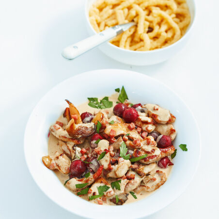 Geschnetzeltes mit Kirschen Geschnetzeltes mit Kirschen