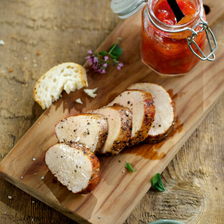 Schweinefilet mit Rhabarberchutney Schweinefilet mit Rhabarberchutney