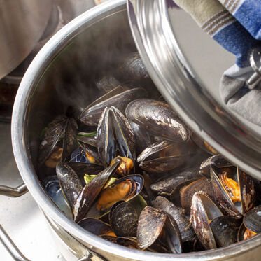 Miesmuscheln in Weißwein Miesmuscheln in Weißwein