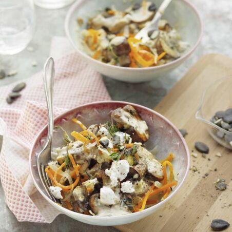 Gemüsenudeln mit Ziegenkäsesauce Gemüsenudeln mit Ziegenkäsesauce