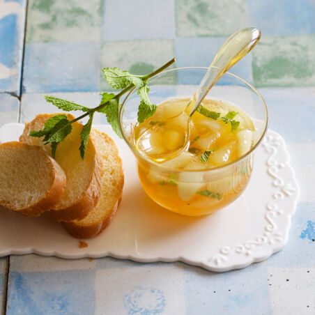 Birnenkonfitüre mit Minze Birnenkonfitüre mit Minze