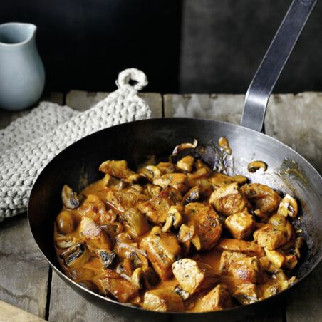 Geschmortes Schweinefilet mit Rahmchampignons Geschmortes Schweinefilet mit Rahmchampignons