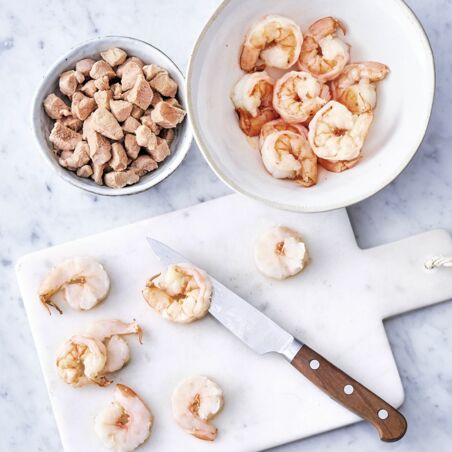 Salatrollen mit Schwein und Garnele Salatrollen mit Schwein und Garnele