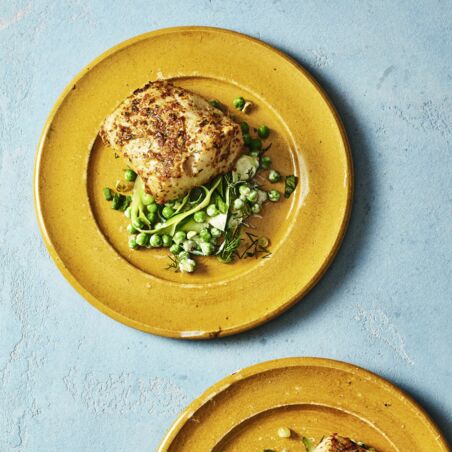 Ofen-Fischfilet mit Zitronen-Kräuter-Erbsen Ofen-Fischfilet mit Zitronen-Kräuter-Erbsen