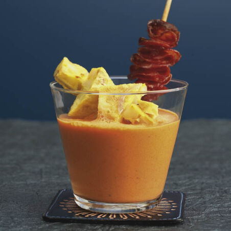 Tortilla auf Paprikaschaum Tortilla auf Paprikaschaum