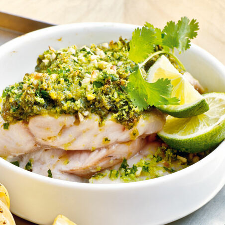 Fischfilets mit Limetten-Kräuter-Kruste Fischfilets mit Limetten-Kräuter-Kruste