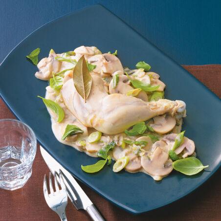 Hähnchenschenkel auf Champignons Hähnchenschenkel auf Champignons