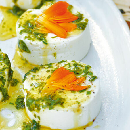 Junger Ziegenkäse mit Kräutern Junger Ziegenkäse mit Kräutern