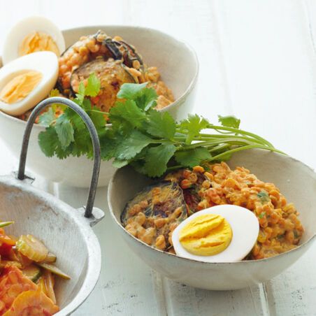 Linsencurry mit Auberginen Linsencurry mit Auberginen