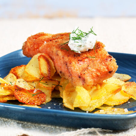 Senf-Fischstäbchen mit Dillschmand Senf-Fischstäbchen mit Dillschmand