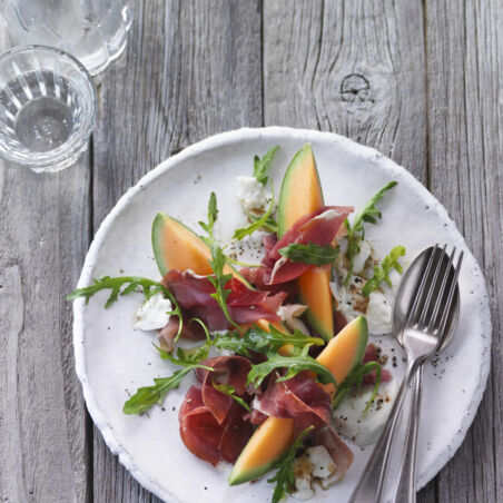 Insalata Melone mit Prosciutto und Mozzarella Insalata Melone mit Prosciutto und Mozzarella