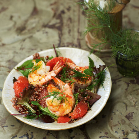 Garnelen-Grapefruit-Salat mit Grapefruit-Vinaigrette Garnelen-Grapefruit-Salat mit Grapefruit-Vinaigrette