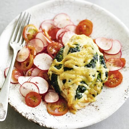 Gefüllte Hähnchenbrust mit Spinat und Ricotta