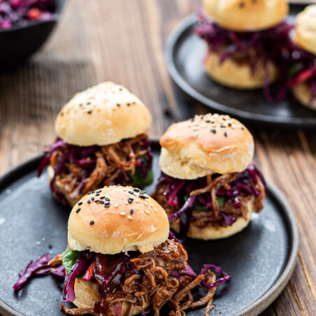 Mini-Burger mit Pulled Gans Mini-Burger mit Pulled Gans