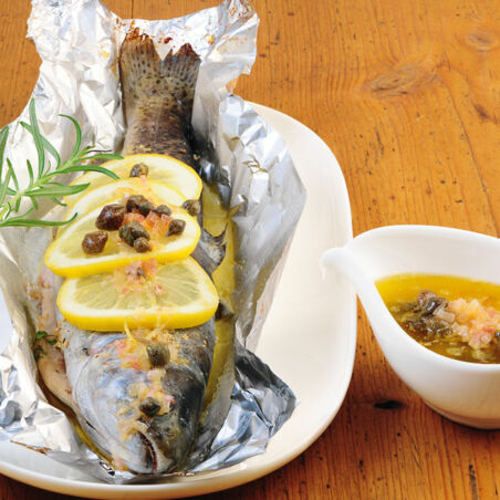 Folien-Forelle mit Kapernbutter Folien-Forelle mit Kapernbutter