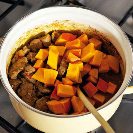 Kalbfleisch-Kürbis-Ragout