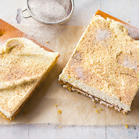 Pfirsich-Cappuccinoschnitten Pfirsich-Cappuccinoschnitten