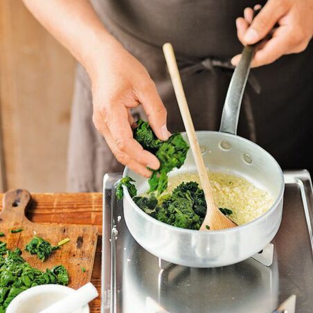 Spinatcrespelle mit Gorgonzola Spinatcrespelle mit Gorgonzola