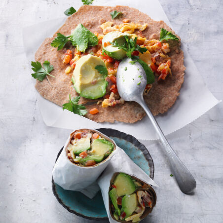 Frühstückswraps mit selbst gemachten Blitz-Tortillas Frühstückswraps mit selbst gemachten Blitz-Tortillas