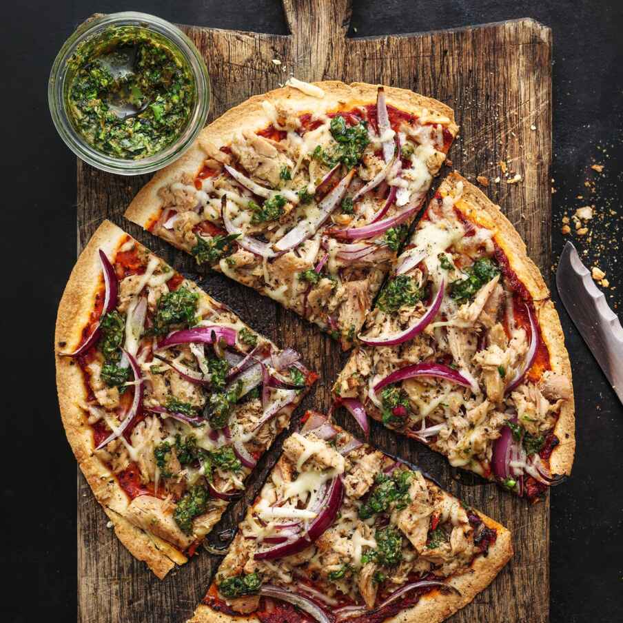 Wrap-Pizza mit Thunfisch Rezept | Küchengötter Wrap-Pizza mit Thunfisch Rezept | Küchengötter