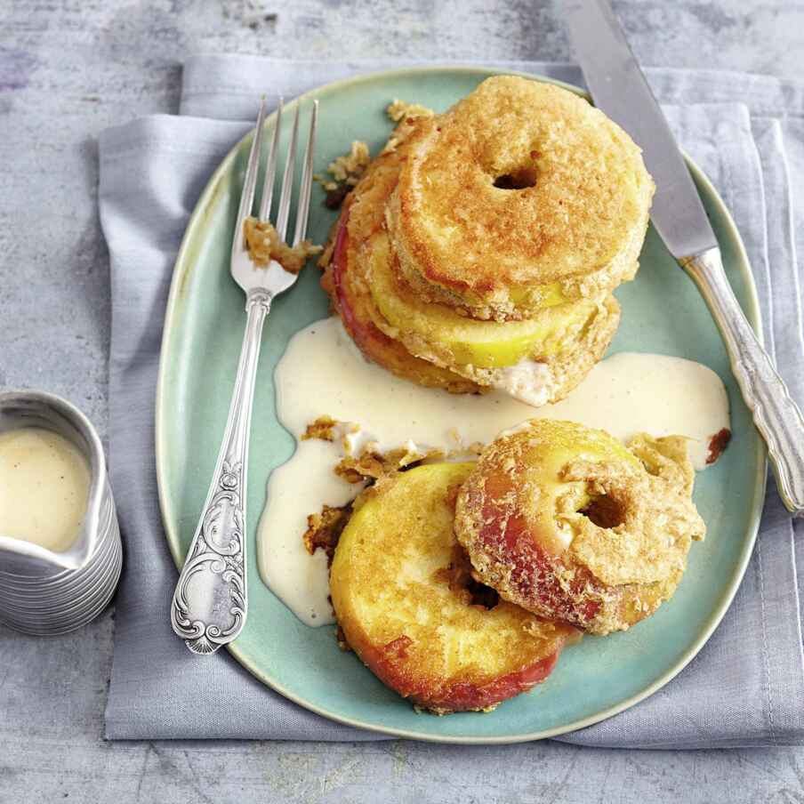 Apfel-Kokos-Küchle mit Vanillesauce Rezept | Küchengötter