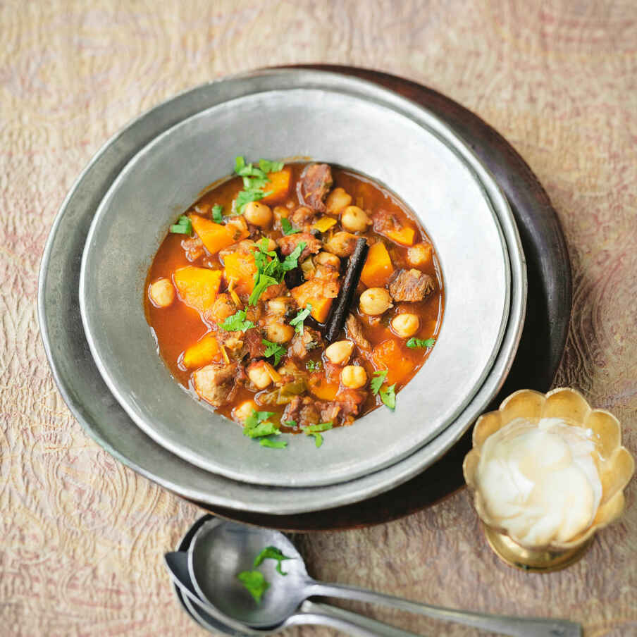 Marokkanischer Lamm-Kürbis-Eintopf mit Kichererbsen Rezept | Küchengötter