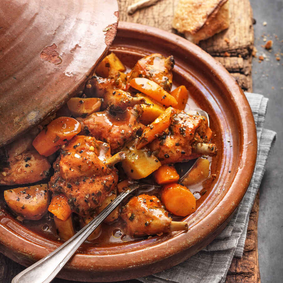 Marokkanische Gemüse-Tajine mit Kaninchen Rezept | Küchengötter