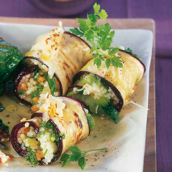 Vegetarische Auberginenröllchen Rezept | Küchengötter