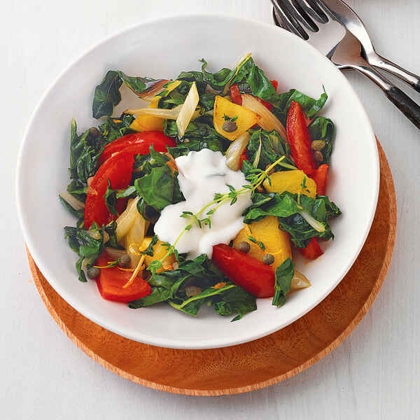 Mangold mit Tomaten, Kartoffeln und Kapern Rezept | Küchengötter Mangold mit Tomaten, Kartoffeln und Kapern Rezept | Küchengötter