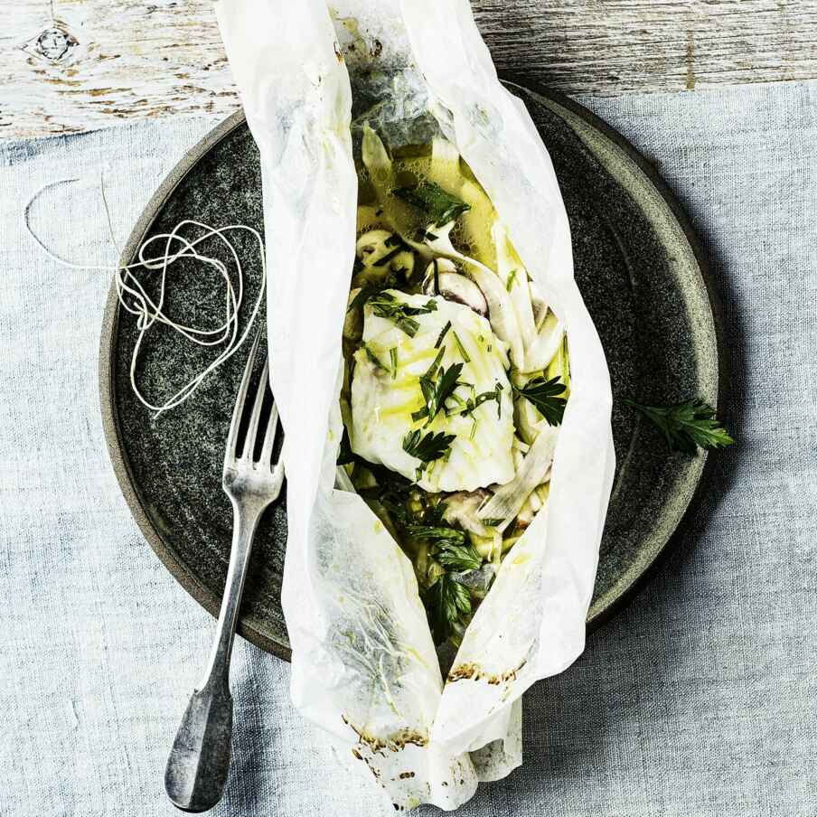 Dorsch im Pergament gegart Rezept | Küchengötter Dorsch im Pergament gegart Rezept | Küchengötter