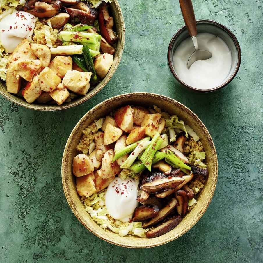 CurryCouscousBowl mit Hähnchen Rezept Küchengötter