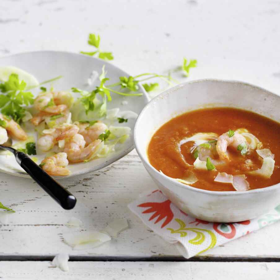 15 Minuten Tomaten-Papaya-Suppe mit Garnelen | Küchengötter