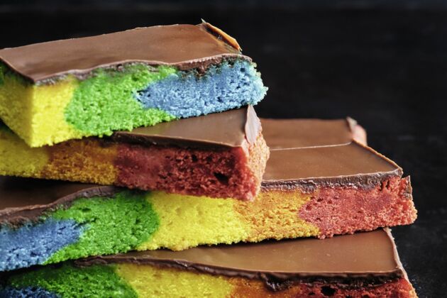 Rainbow-Poke-Cake mit Schoko