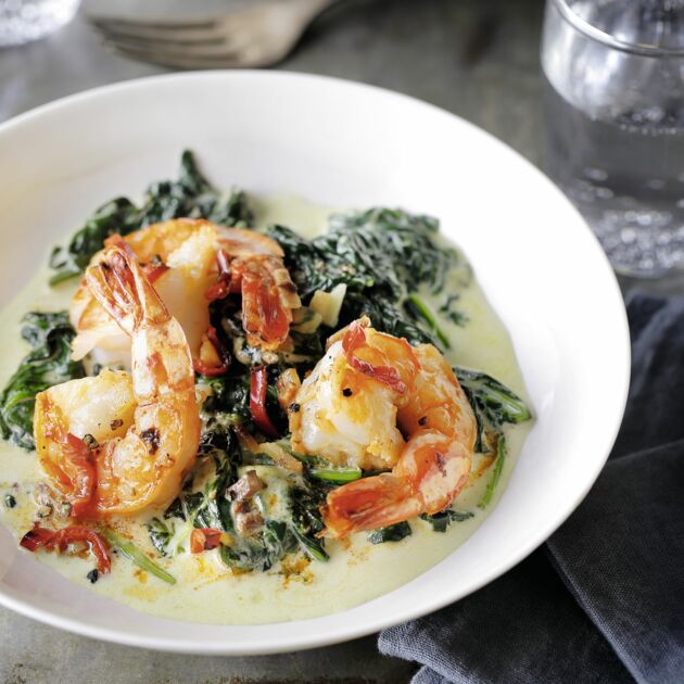 Zitronen Garnelen Auf Rahmspinat I Keto Rezept Mit Fisch