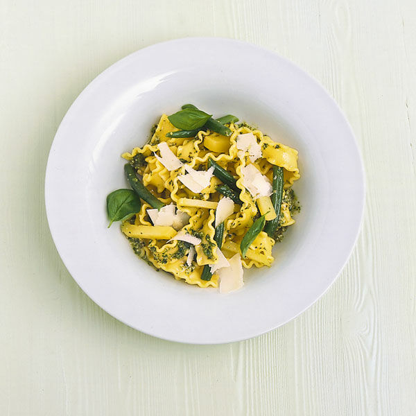 Pasta Mit Kartoffeln Bohnen Und Pesto Rezept Kuchengotter