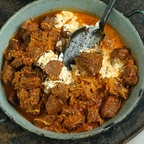 Wildschweingulasch Mit Sauerkraut Rezept Kuchengotter 