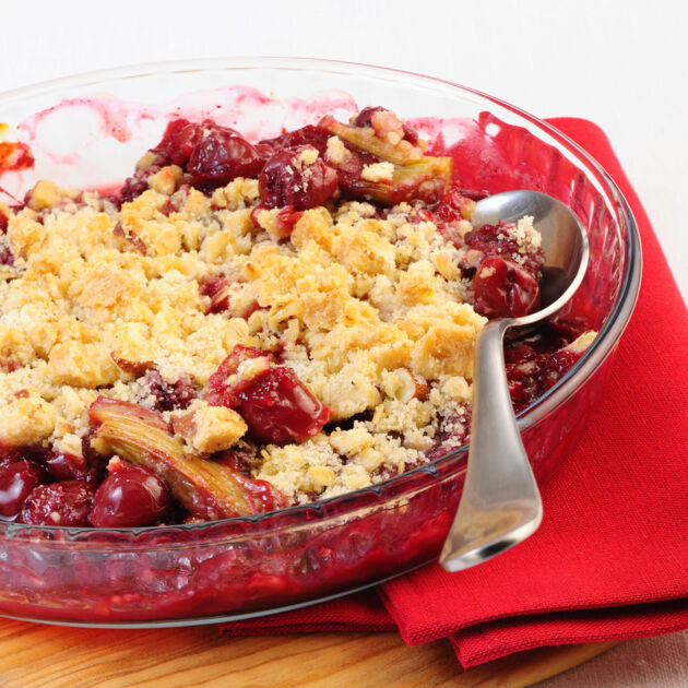 Kirsch Rhabarber Crumble Rezept Kuchengotter 