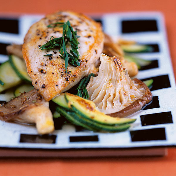 Hahnchenschnitzel Mit Zucchini Und Austernpilzen Rezept Kuchengotter 