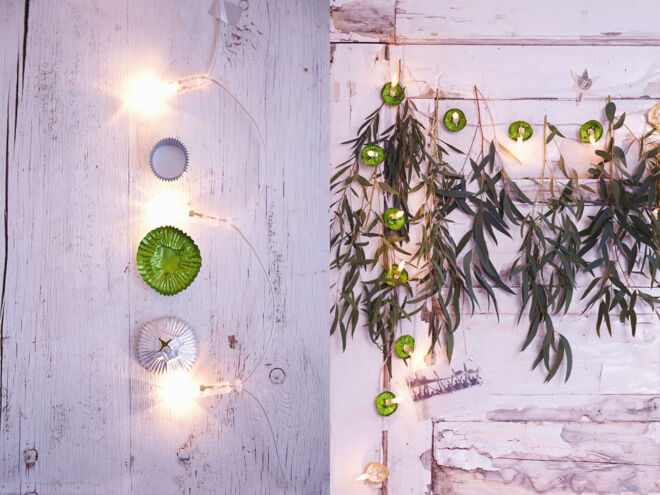 Weihnachtsdeko selbst gemachte Eiskonfektgirlande Weihnachtsdeko selbst gemachte Eiskonfektgirlande