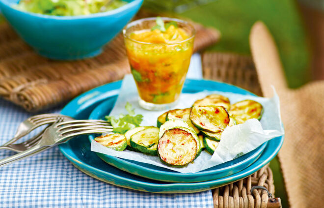Gartenküche, Zucchini mit Koriander-Melonen-Chutney Zucchini Warenkunde gegrillte Zucchini