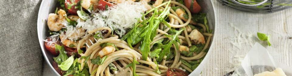 Spaghetti mit Shrimps