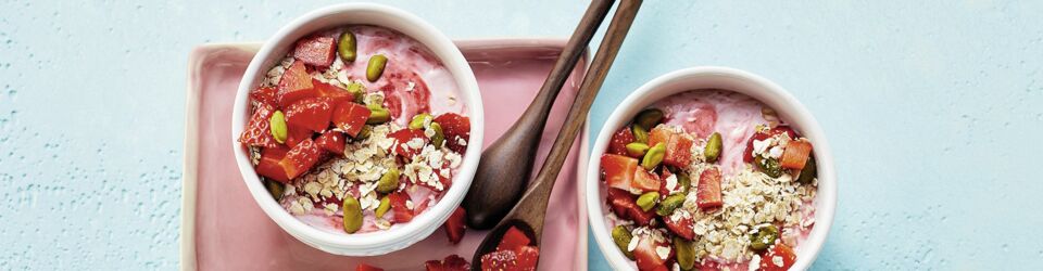 Erdbeerjoghurt mit Haferflocken