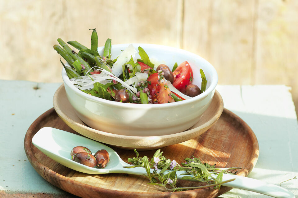 Bohnensalat mit Rucola und Oliven